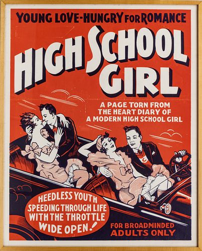 POSTER: "HIGH SCHOOL GIRL" C 1934 H 34" W 27" 