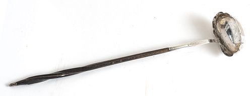 GEORGE III STERLING SILVER & WOOD TODDY LADLE, 18TH C, L 13.5", T.W. 1.06 TOZ 
