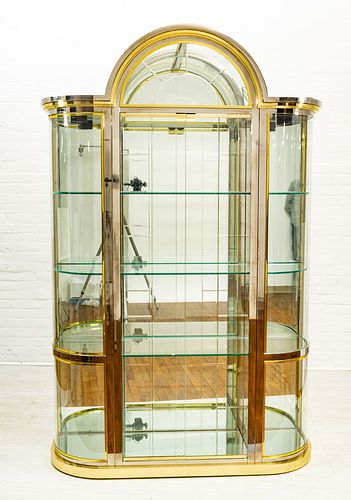 MODERN GLASS AND METAL DISPLAY CABINET, H 87.5" L 55" D 15" 