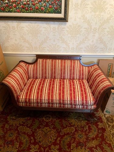 MAHOGANY FEDERAL STYLE SETTEE H 31" L 83" D 31" 