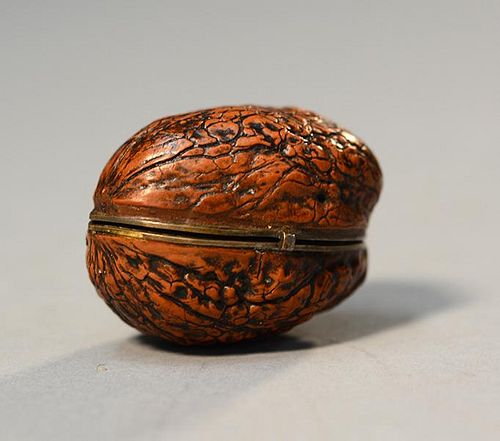Early 19th C. French oval walnut necessaire fitted with silver items