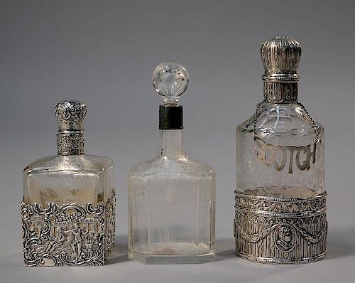 Dutch sterling and cut crystal decanters