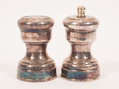 TIFFANY & CO., ITALY, STERLING SILVER SALT AND PEPPER SHAKERS, H 2.5", DIA 1.75" 