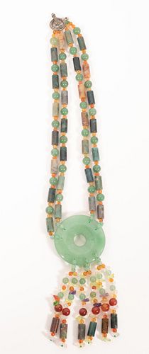 JADE NECKLACE, DOUBLE STRAND L 16" 