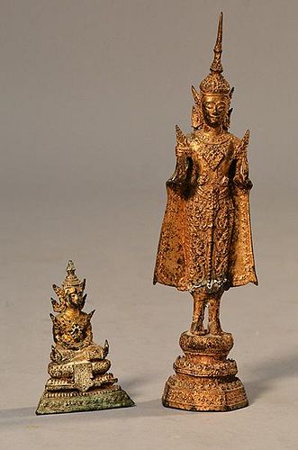 Two 19th C. gilt Buddha's