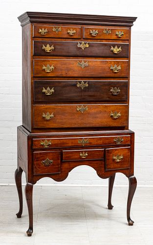 QUEEN ANNE THURBER FAMILY, AMERICAN CHERRY HIGHBOY, 18TH C, H 6' 3", W 3' 2"