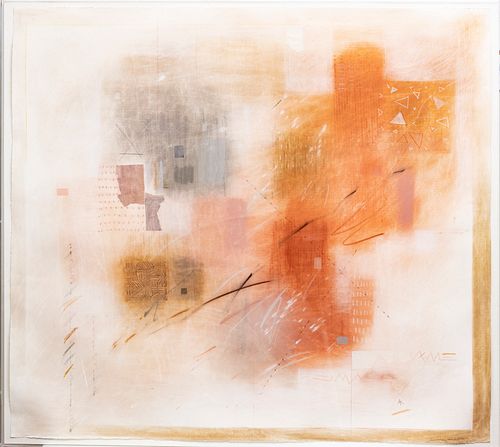 SHERRY SCHRUT, B 1927, AMERICAN, B.1928 MIXED MEDIA ON  PAPER, H 50" W 55" 