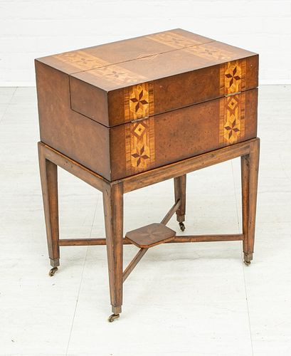 BURL WOOD VENEER  WRITING DESK WITH FIVE DRAWERS H 24.5" W 19" D 14" HEMINGWAY COLLECTION BY THOMASVILLE  