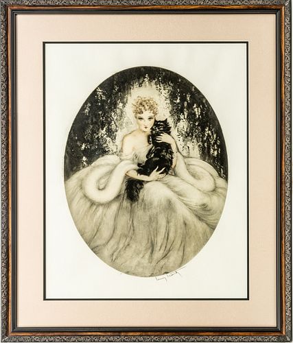 LOUIS ICART (FRENCH, 1888-1950) ETCHING AND DRYPOINT ON WOVE PAPER, 1935, H 20 5/8", W 16", "SWEET MYSTERY" (H.C.I. 447) 