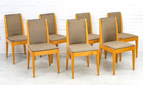 CHARLES PHILLIPS & SONS (LEXINGTON, MICHIGAN) WOOD AND UPHOLSTERED CHAIRS GROUP OF SEVEN