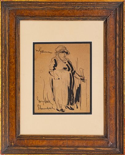 MANNER OF GEORGE LUKS (NEW YORK, 1867-1933) INK & CHARCOAL ON WOVE PAPER, H 10", W 7", "SHENANDOAH" 
