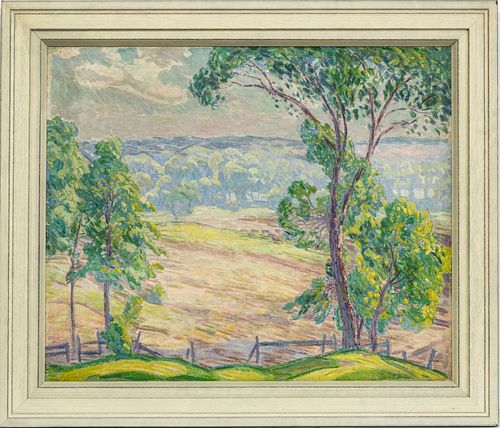 HENRY LEON ROECKER, 1860 - 41, OIL ON CANVAS, 1916, H 25", W 30", "FOX RIVER VALLEY" 