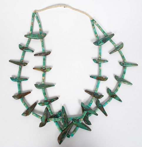 TURQUOISE BEADED DOUBLE-STRAND NECKLACE, L 28", T.W. 420 GR 
