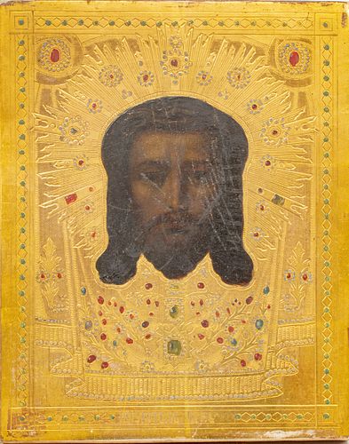 RUSSIAN ICON H 8.5" W 7" PORTRAIT OF CHRIST 