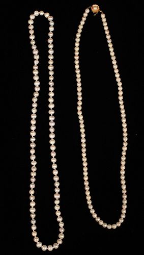 BAROQUE PEARL NECKLACES, TWO L 23" 