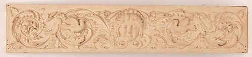 FRENCH HAND CARVED OAK WALL CARVING 19TH C. H 10.5" W 4'6" APHRODITE 