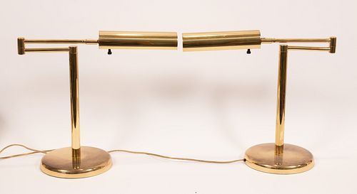 BRASS TABLE LAMPS, PAIR H 16" - 24" 