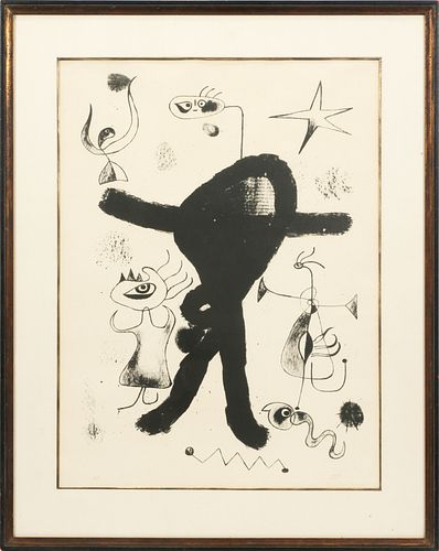 JOAN MIRO (SPANISH 1893-1983) LITHOGRAPH, ON WOVE PAPER, 1944 H 25" W 18" BARCELONA SUITE: PLATE X 