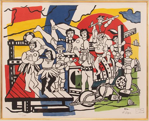 AFTER FERNAND LEGER (FRENCH, 1881–55) LITHOGRAPH IN COLORS ON WOVE PAPER, 1953, H 20.75", W 24.5", LA GRANDE PARADE 