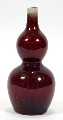 CHINESE DOUBLE GOURD, FLAMBE PORCELAIN VASE, C1920, H 8", DIA 3 1/2" 