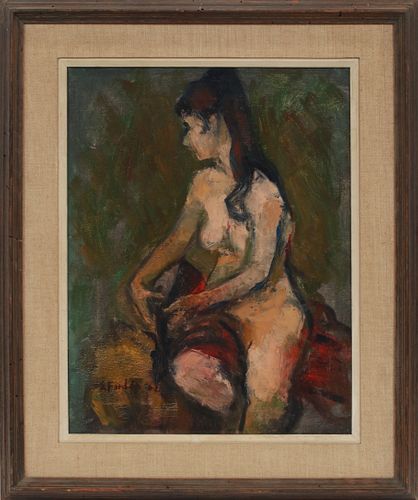 SOPHIE FORDON (20TH C), OIL ON CANVAS, 1962, H 17", W 13", "DEMI-NUDE" 