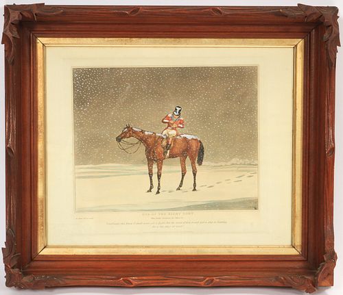 HENRY THOMAS ALKEN SR (ENGLISH, 1785-1851), HAND-TINTED LITHOGRAPH, H 11", W 13", "ONE OF THE RIGHT SORT..." 