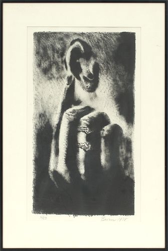 ROBERT BRONER (AMER, MICH, B. 1922), LITHOGRAPH ON PAPER, H 18", L 10"