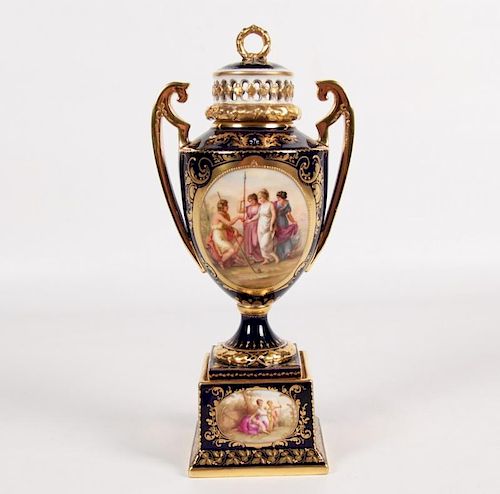 SIGNED ROYAL VIENNA CAPPED PERFUME URN