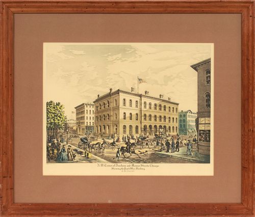 AFTER RAOUL VARIN (FRENCH, 1865-43), AQUATINT ETCHING ON PAPER, H 16", W 21", "N.W. CORNER OF DEARBORN AND MONROE..." 