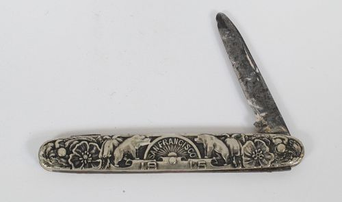 STEIRN BROS,RODCHESTER,N.Y AMERICAN SILVER 1915 WORLDS FAIR SAN FRANCISCO JACK KNIFE L 4.7" SIGNED 