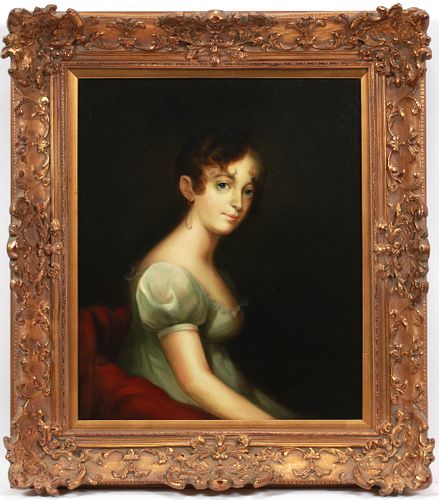 G. SERRURE, OIL ON CANVAS, 20TH C, H 24", W 19", YOUNG LADY 