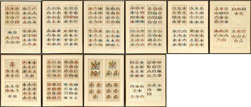 HAND-TINTED LITHOGRAPHS ON PAPER, 19TH C, 10 PCS, H 10.5", L 7.5", BRITISH CRESTS 