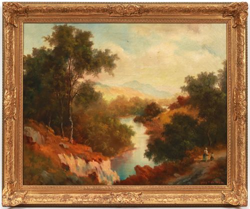 HENRY T. HARVEY (AMER, B. 1908), OIL ON CANVAS, H 23", W 29", "IN THE GORGE" 