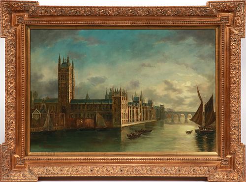 W. HARROW, OIL ON CANVAS, TOWER OF LONDON H 24", L 36"