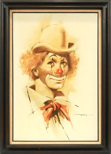 MAHER, OIL ON  CANVAS H 36" W 24" CLOWN 