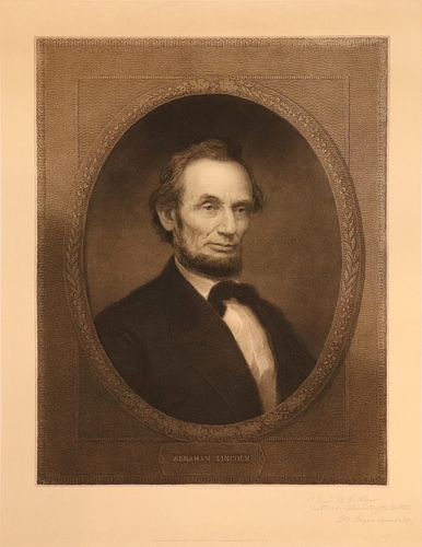 WILLIAM EDGAR MARSHALL (AMERICAN 1837-1906) ENGRAVING ON PAPER, PORTRAIT OF PRESIDENT ABRAHAM LINCOLN 