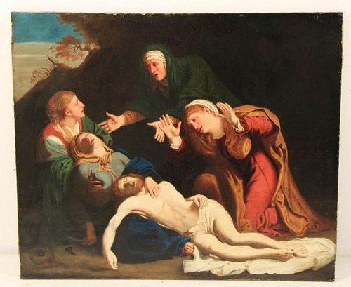 19TH C. O/C PAINTING "LAMENTATION OF CHRIST"