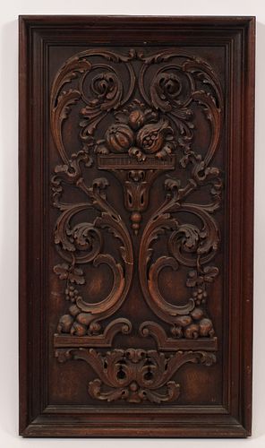 CARVED WOOD WALL PANEL 19TH.C. H 26" W 14.5" 
