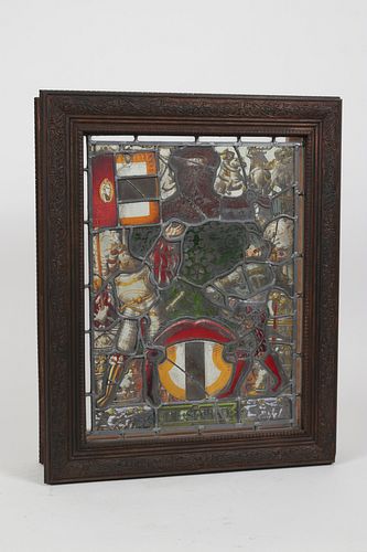 STAINED AND PAINTED GLASS LIGHT BOX H 22.5" W 18" D 6" 