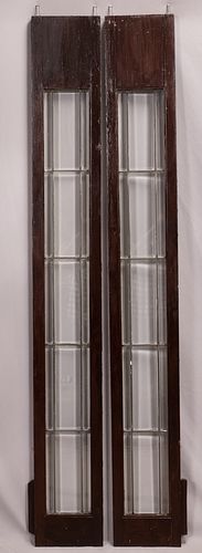 BEVEL LEADED CLEAR GLASS WINDOW PANES PAIR H 80" W 10.25" 