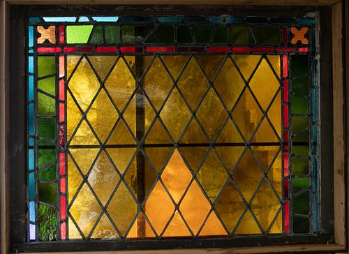LEADED STAINED GLASS H 34.5" W 46" 