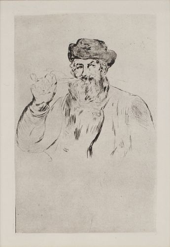 AFTER EDOUARD MANET (FRENCH, 1832-83), HELIOGRAVURE ON PAPER, H 8.5", W 5.5", "LE FUMEUR" 