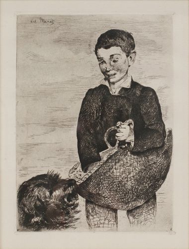 AFTER EDOUARD MANET (FRENCH, 1832-83), HELIOGRAVURE ON PAPER, H 7.75", W 5.5", "LE GAMIN" 