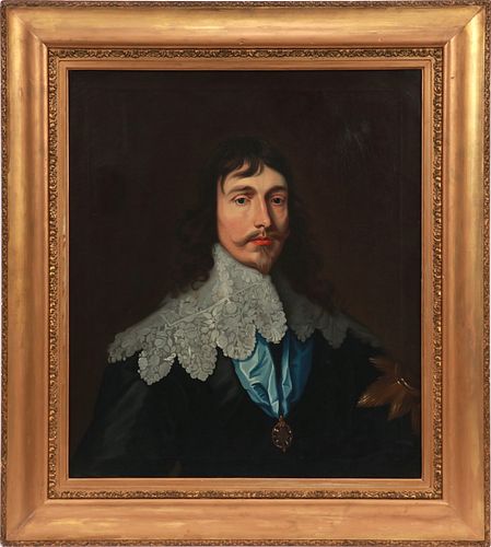 OIL ON CANVAS, H 29", W 24", PORTRAIT OF CHARLES I 