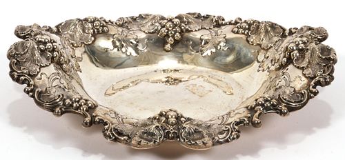 BAILEY, BANKS & BIDDLE CHASED STERLING SALVER, W 9.5", L 11", 14.82 TOZ 
