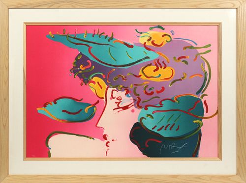 PETER MAX (GERMAN, B. 1937), LITHOGRAPH ON PAPER, H 26", W 36", "FLOWER SPECTRUM" 