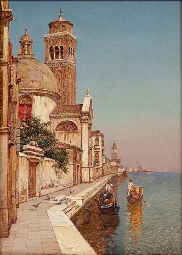 G. VIVIANI OIL ON CANVAS FIRST QUARTER 20TH C.  H 10" W 14 GRAND CANAL, VENICE 