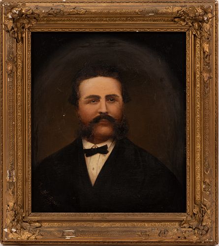 IAN ALLISON, OIL ON CANVAS, 1873, H 14", W 12", PORTRAIT OF GENTLEMAN 