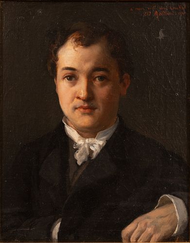 MALHIEU OIL ON PAPER, LAID DOWN ON CANVAS, RELINED, 1870 H 10.25" W 7.75" PORTRAIT OF A GENTLEMAN 