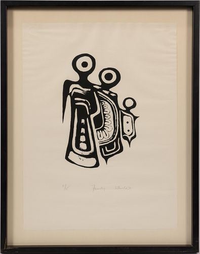 W. ARNOLD (GERMAN) WOODBLOCK ON PAPER, 1969, H 14", W 9.5", "FAMILY" 